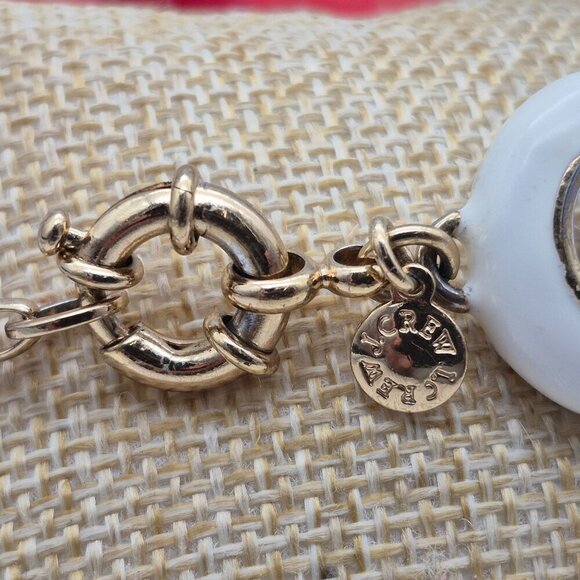 J Crew Chunky Gold Tone Cream Enamel Large Link Statement Bracelet 8" Tassel - Picture 5 of 9